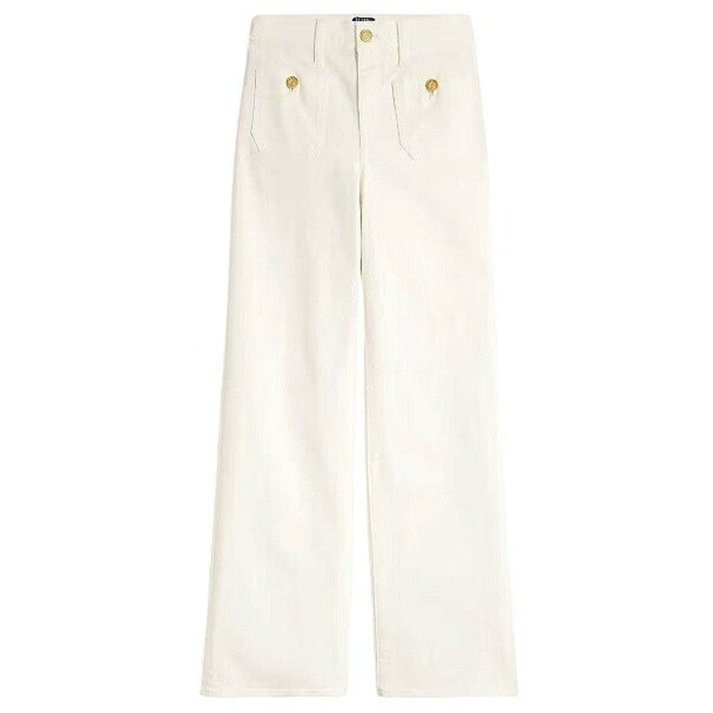 J.Crew‎ Pants Womens 29P White Full Length Slim Wide-Leg Premium Nautical NWT